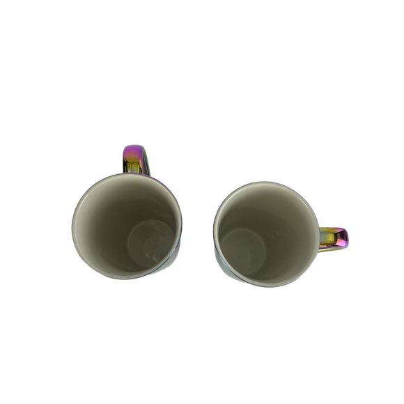 Set of 2 Starbucks 16oz Iridescent Oil Slick Ceramic Mugs LIGHT DAMAGE/SEE PHOTO - Picture 5 of 11
